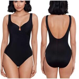 Miraclesuit NWT Must Haves Escape One Piece Swimsuit Size 8 Black Underwire